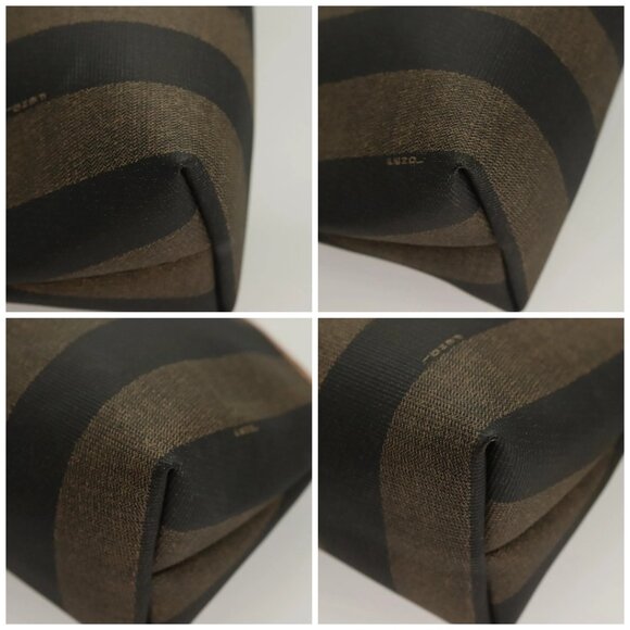 FENDI Pecan Canvas Pouch Black Brown gold Auth - Picture 15 of 15